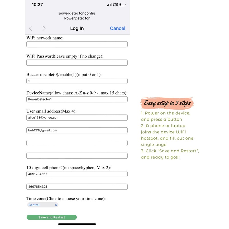Risinglink Power Failure Alarm, Power Failure Detector, with Text Message,