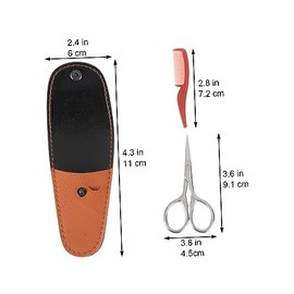 2pcs Beard Scissors Set Mustache Scissors Leather Case Barber Shop Tool