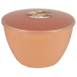 Just Pudding Basins 4 Pint Large Bowl with Lid for Steaming and Mixing Durable Plastic Dishwasher Safe Colour Peach