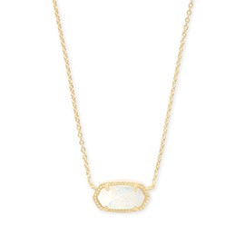 Kendra Scott Elisa Pendant Necklace for Women, Fashion Jewelry, 14k Gold-Plated, White Opal