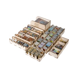The Broken Token Small Realm Expansion Box Game Organizer Compatible with Small World - Wooden Game Organizing Box with Multiple Trays