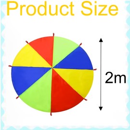 Kids Play Parachute Rainbow Parachute Toy Tent Game, 6 ft Rainbow Play Parachute Wind Tent, Outdoor Indoor Play Equipment Lawn Games Picnic Blanket Mat
