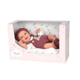 ARIAS Elegance Babyto Doll 35 cm, Garnet and White Dress with Floral Print. The weight is so real that it looks like a real baby. Includes dummy and blanket. Toy for children of all