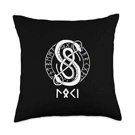 Loki Name Norse Runes And Snake Nordic Norse Mythology Throw Pillow