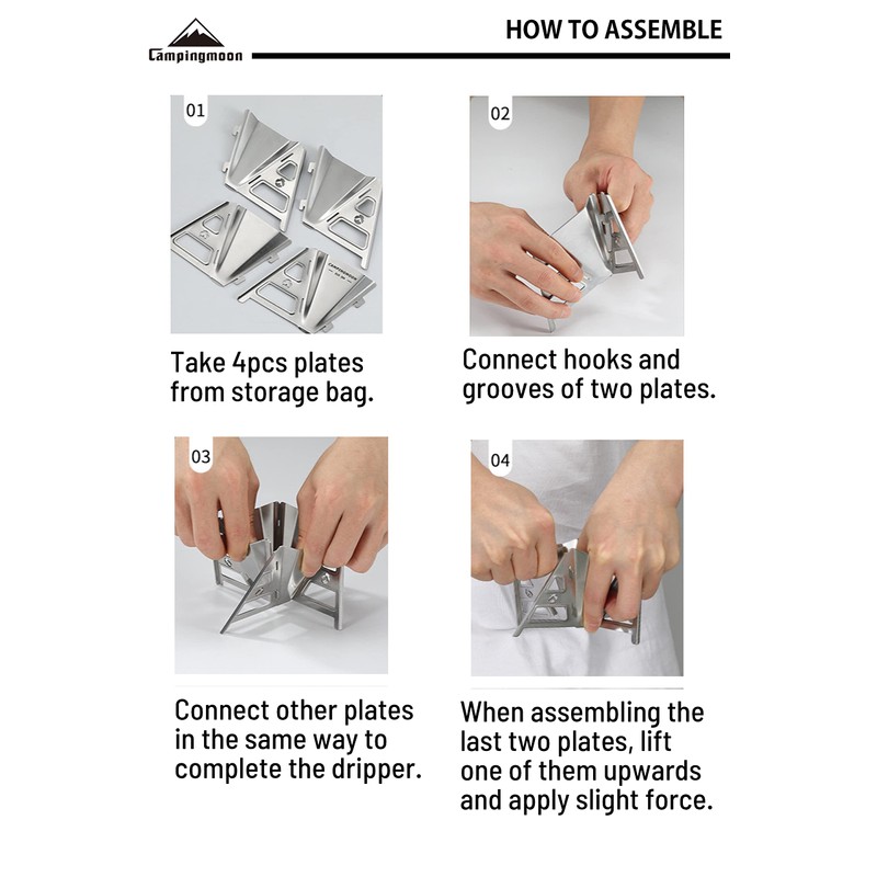 CAMPINGMOON Collapsible Coffee Dripper Pour Over Camping Outdoor 304 Stainless