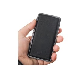 Elegante Cigarrera de Metal Color Negro con Acabado Texturizado, Capacidad 14 Cigarrillos Largos, Diseño Compacto