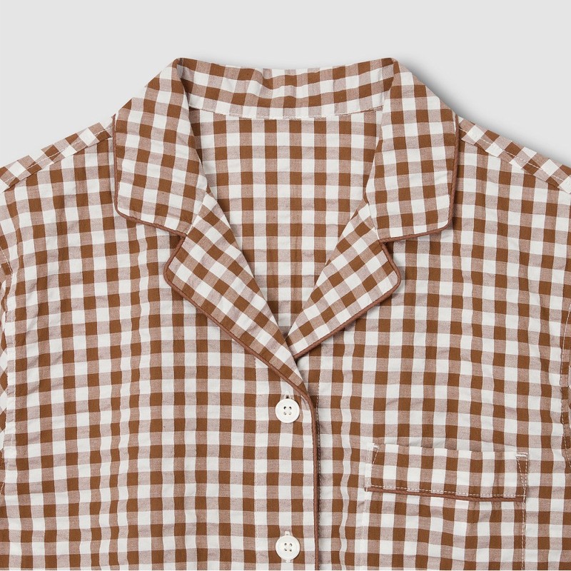 JAJU [JAJU] Women's Seersucker 5-part Pajama Set_Light Brown