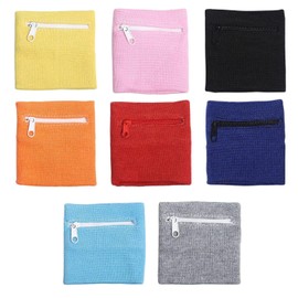 QFEHTHSK Pack of 8 Zip Wrist Bag, Sweatproof Wrist Bag, Sports Bracelet, Unisex Sports Bracelet, Suitable for Football, Basketball, Running Fitness