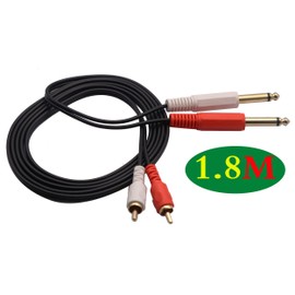 zdyCGTime Dual 6.35mm to 2 RCA Audio Cable,Gold-Plated Dual 6.35mm (1/4 inch) TS Male to 2RCA Male AUX Audio Convertor Adapter Cable,for Mic Mixer,Amplifie,etc(1.8M/1Pack)