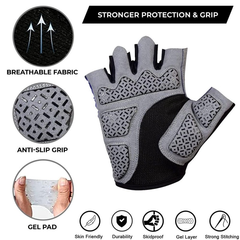 FDX All Day Half Finger Cycling Gloves - Gel Padded,