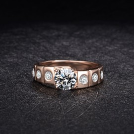 Mytys Band Rings for Women 18K Gold Plated Crystal Setting Ring for Wedding Bride Bridesmaid Statement Rings Gift Size 9 Ring (9)