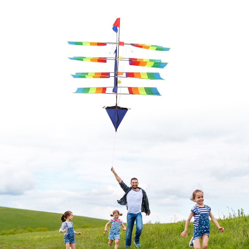 3D Huge Rainbow Sailboat Flying Kite Outdoor Sports Children Kids