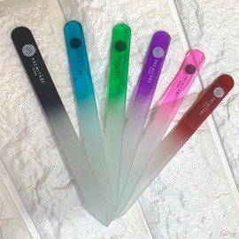 PREMITAGE Nail File, Glass with Case, Double-Sided 280/280 Grit, Double-Sided Type, Glass, Nail File, Glass Nail File (Pink)