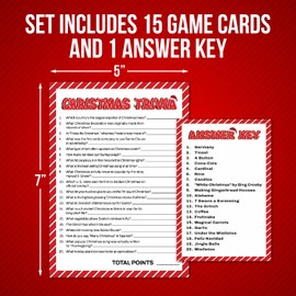 Pink Pixie Studio 15 Christmas Trivia Game Cards Fun Fast Party Activity for Adults, Office, Group, Thanksgiving, Holiday Movie and Song Questions