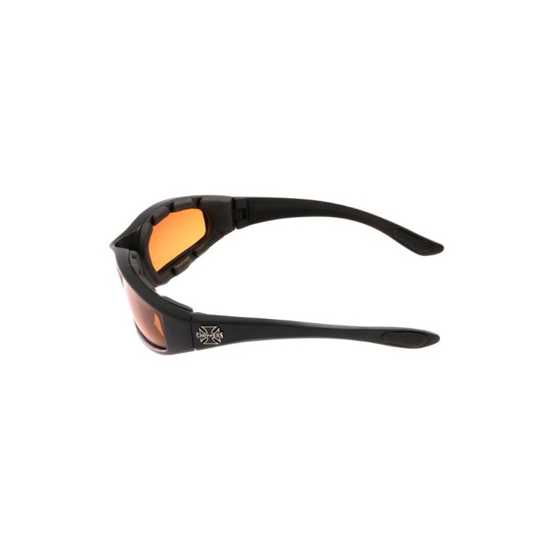 Chopper Men's Motorcycle Wrap 65mm Amber Lens Sunglasses, ['Amber', 'Black']