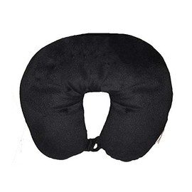 Large Micro Bead Travel Neck Pillow Aeroplane Car Soft Velvet Cushion (Black)