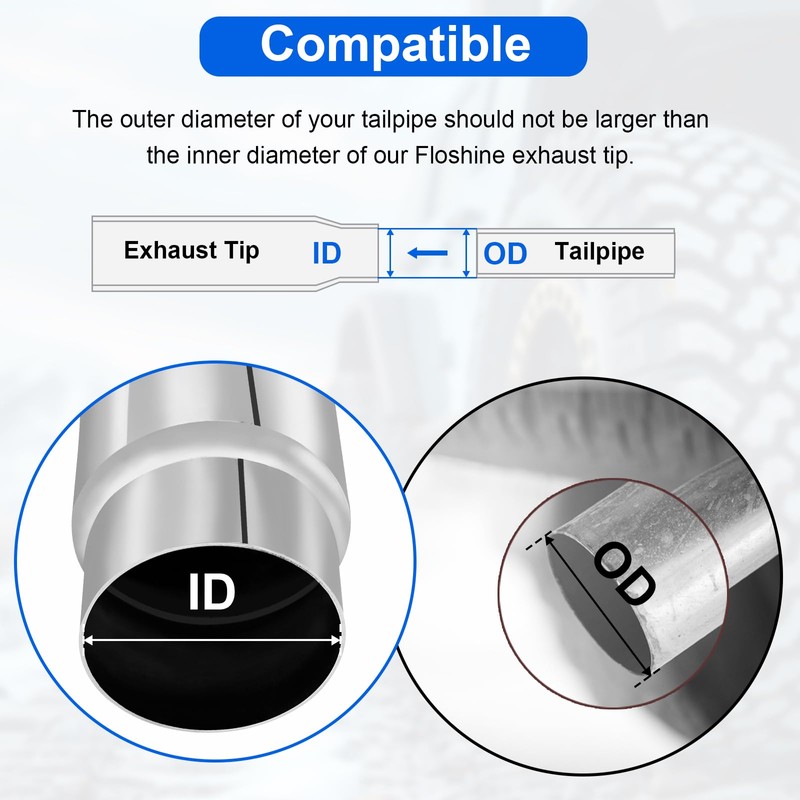 Floshine Diesel Exhaust Elbow Tip, Side Exit Exhaust Tip, chromed