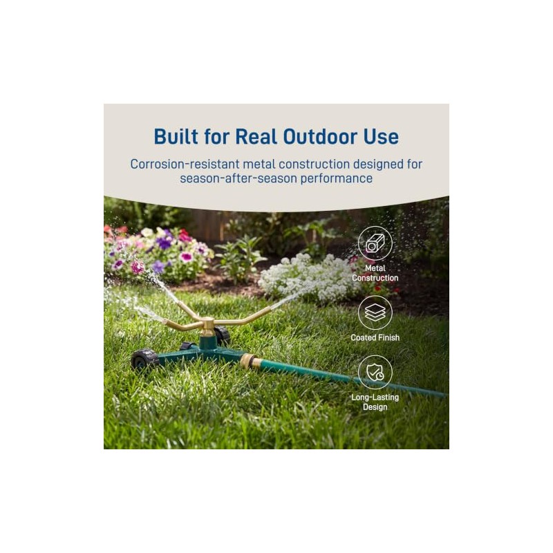 Orbit 3-Arm Metal Sprinkler with Wheel Base for Lawns