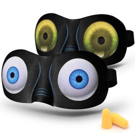 SkiBeau Cute 3D Sleeping Eye Mask Funny Blindfold 2 Pack Travel Sleep Masks Super Soft Weird Eye Cover for Men Women and Kids