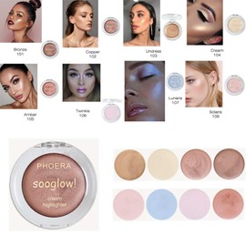 PHOERA SooGlow Cream Highlighter Long Lasting Waterproof Shimmer Blushers For Cheeks Make Up, Face Foundation Powder Contour Palette Skin Brightening Makeup aquapurity (108 SOLARIS, One Size)