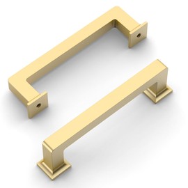 Amerdeco 10 Pack Brushed Gold Cabinet Pulls 3.75 Inch(96MM) Hole Centers Kitchen Cabinet Handles Cabinet Hardware Kitchen Handles for Cabinets Cupboard Handles Drawer Pulls ZH0019