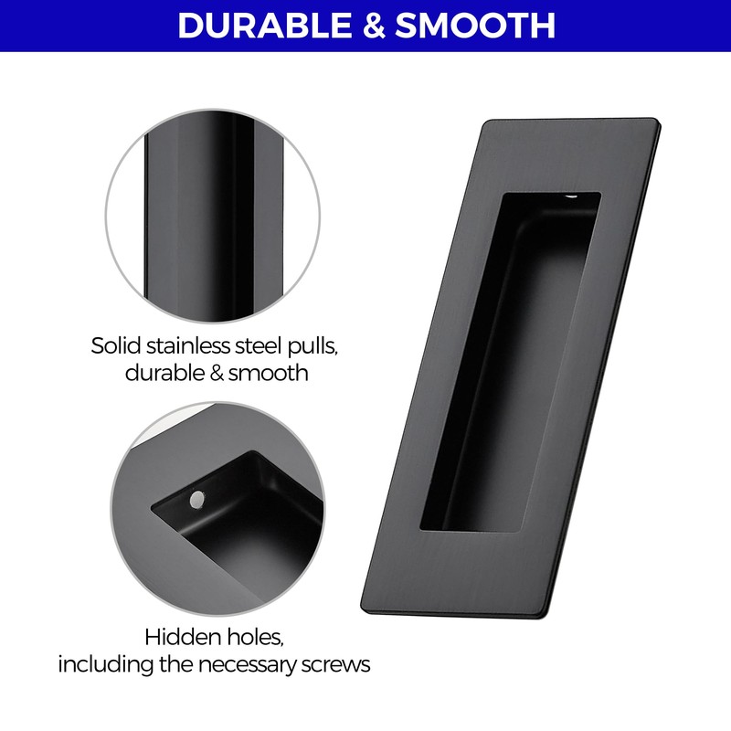 JOY DECOR 2 Pack Pocket Door Handles, 4.72" Rectangular Recessed