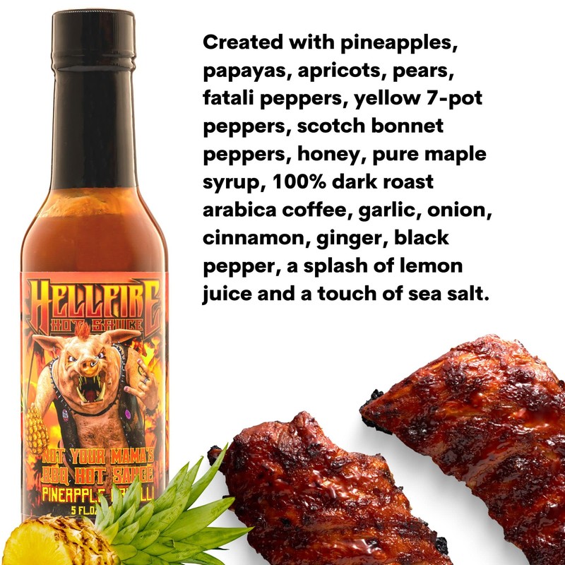 Hellfire Hot Sauce Not Your Mama's BBQ Hot Sauce Pineapple