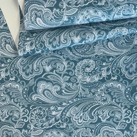 HYANG Paisley PU Faux Leather Roll 11.8" x 53" Very Suitable for Making Crafts, Leather Earrings, Holiday Decor, Different DIY Projects, Handbags (Blue-L-US)