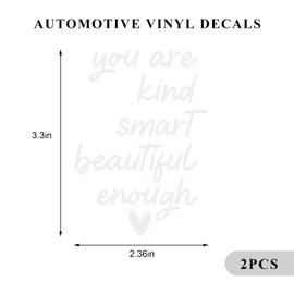 BWBWND 2PCS Mirror Affirmations Decals, 2.4x3.3 Inch You are Kind Smart Beautiful Enough Vinyl Stickers, Positive Affirmation Decal Inspirational Quotes Decor for Windshield Window Wall (White)