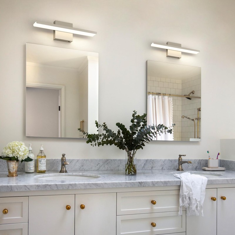 JUSHENG Brushed Nickel Vanity Lights for Bathroom Light Fixtures 5CCT