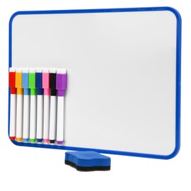 Mini Magnetic Whiteboard, 21 X 30 cm Small Whiteboard, A4 Desktop Dry Erase Board, Portable Double-Sided Dry Erase Board for Drawing in School & Home (Blue, A4)