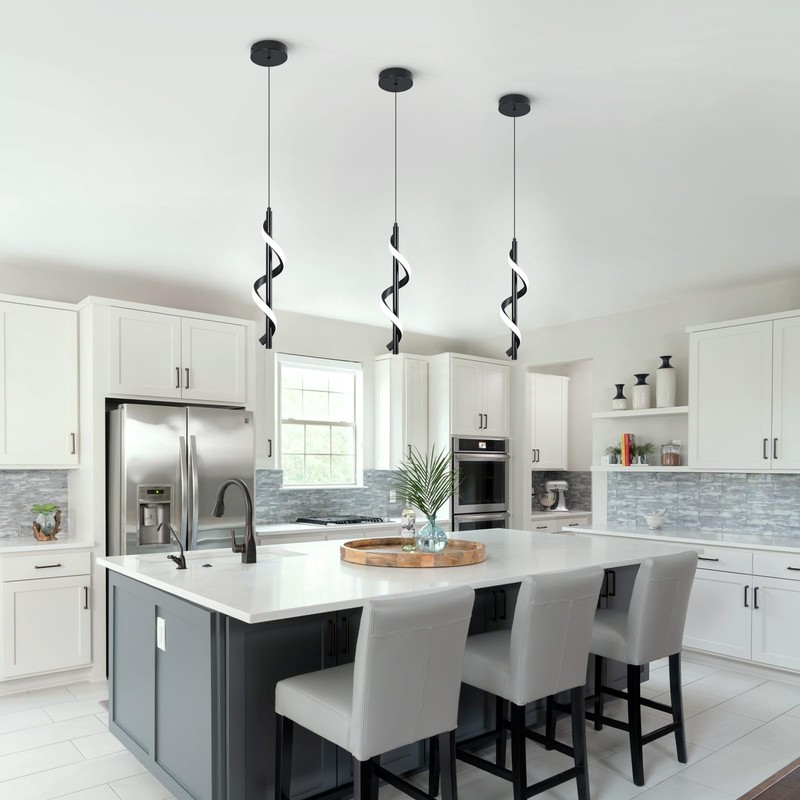 13W Modern Spiral Led Pendant Light Fixture, Cold White 5500K