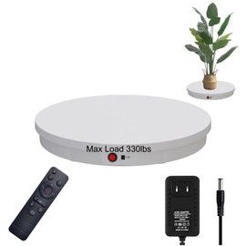 JAYEGT Motorized Rotating Display Stand, 360 Degree Electric Rotating Potography Turntable for Products Display，Live Video Show, Remote Control Angle, Speed (White / 20.5inch /330Lbs Load/Wired)
