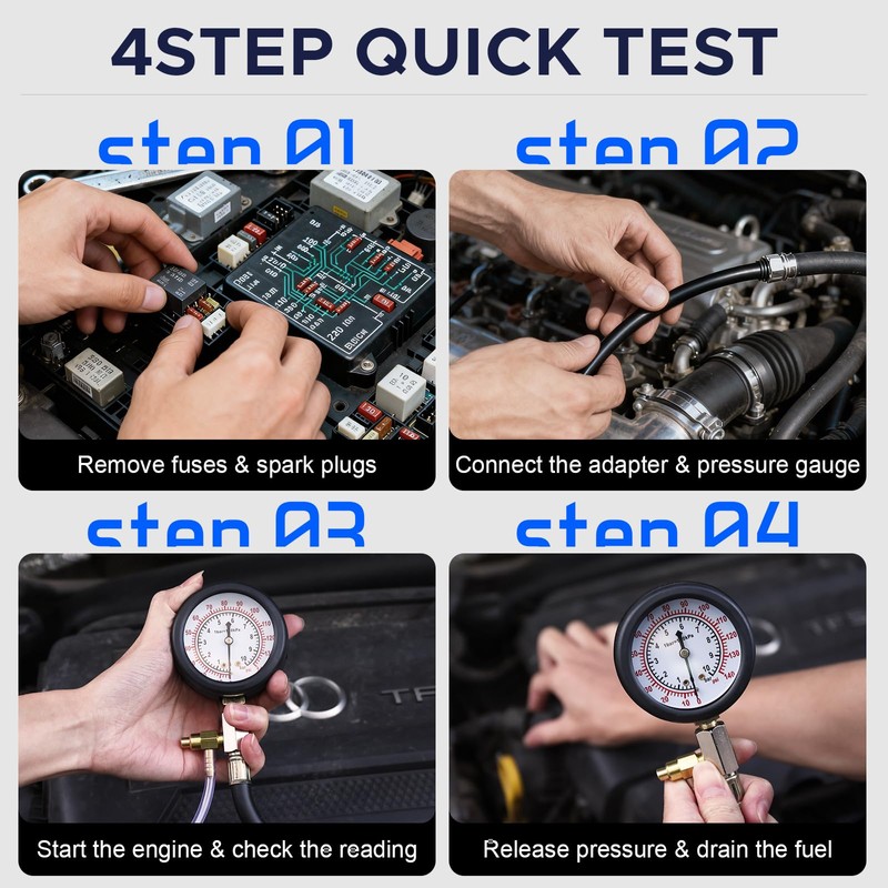 Fuel Pressure Detector kit 0-140 PSI, Universal Fuel Injection Pump
