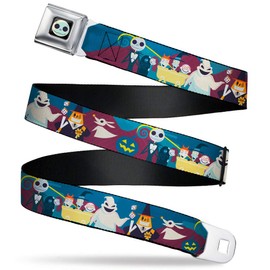 Belt Seatbelt Buckle Nightmare Before Christmas Stylized 8 Character Group Pose 24 to 38 Inches