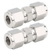 2Pcs 316 Stainless Steel Compression Fitting Straight DoubleFerrule Tube Adapter(Ф10