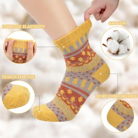 Chalier Finery 5 Pairs Womens Socks Wool Thermal Warm Knitting Ladies Socks for Winter Christmas Gifts for Women