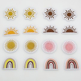 Woohome - 16 parches para planchar con apliques para coser al sol y arco iris para ropa, sombreros, jeans, faldas, camisetas, mochilas