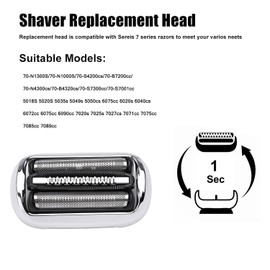 Series 7 73S Replacement Foil & Blades Compatible with Braun Series 7 Replacement Head for Braun s7 360 ELectric Razor,73S Blades for Shaver 5764,7020s, 7025s, 7085cc, 7027cs, 7071cc, 7075cc,7071cc
