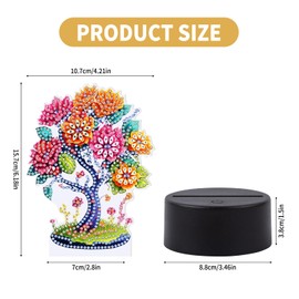 Diamond Painting Night Light, Diamond Painting Kits for Adults Desktop Ornaments for Table Tabletop Decor Diamond Art Accessories for Adult Beginner Touch Lamp for Bedrooms Living Room-Tree of Life
