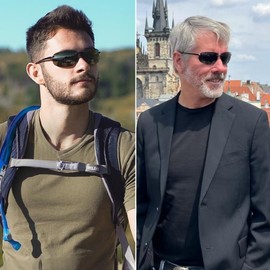 MAXJULI Polarized Sport Sunglasses for Men Women TR90 Rimless Frame for Running Fishing Baseball Driving 8250 C2 Brown/Brown