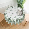 KiuLoam Spring Tablecloth Round 60 Inch Sage Green Eucalyptus Leaf