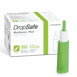 Dropsafe Medlance Plus Safety Lancet, Superlite, 30 Gauge, 1.2mm, Pressure Activated for Gentle Blood Glucose Testing, Sterile, Single-Use, 100ct Box