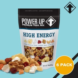 Power Up High Energy Trail Mix – Walnuts, Cashews, Banana Chips, Cranberries & Mango – Vegan Friendly, Kosher, Gluten-Free, Non-GMO, No Artificial Ingredients – 14 oz Resealable Bags (Pack of 6)