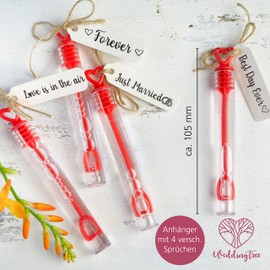 WeddingTree Soap Bubbles Wedding Set in Red - 48 Pieces with Heart Handle - Heartfelt Love for Wedding Christening Birthday Golden Wedding Engagement Valentine's Day Guest Gift Party