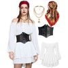 Women Pirate Costume Dress with Corset Accessories Long Sleeve Romper