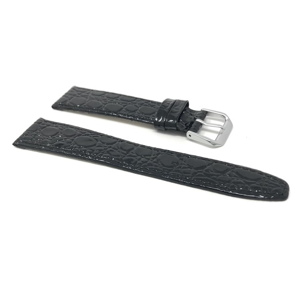 20mm Black Croc Pattern Leather Smartwatch Band Strap fits Skagen