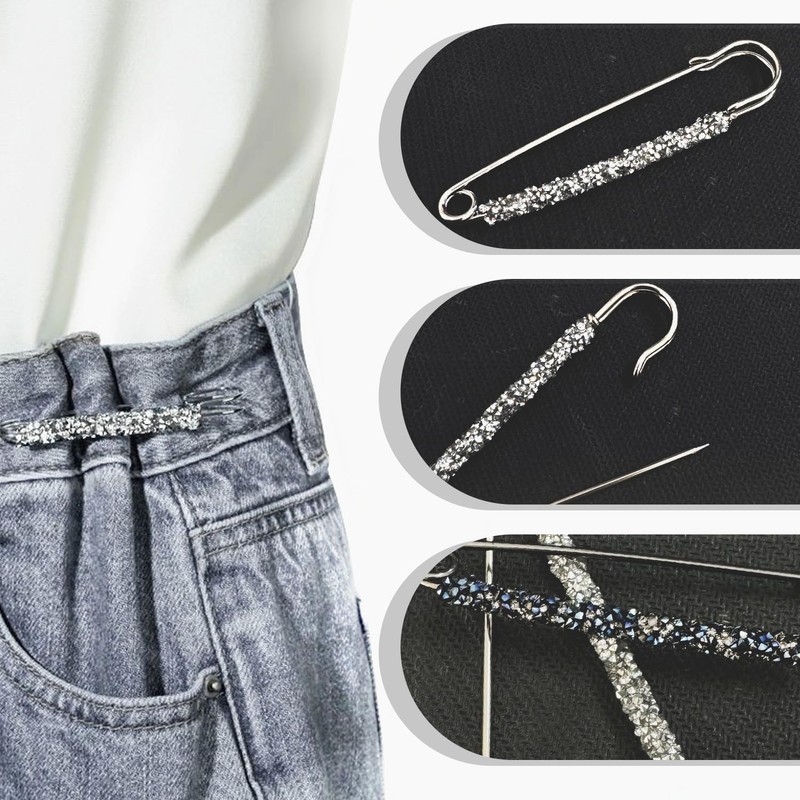 Pack of 6 Safety Pins, Diamond Brooches, Pearl Brooches for