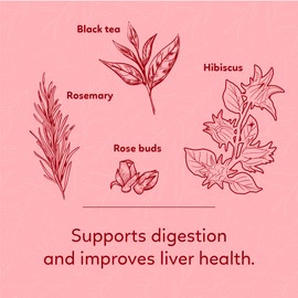 Indochine Blends - Loving Tea, 50 Corn Fiber Pyramid Tea Bags, 2.5g/bag - Four Flavors Mix Herbal Tea - Black Tea, Rosemary, Roses, Hibiscus Flowers, Aid in Digestion & Rich in Antioxidants