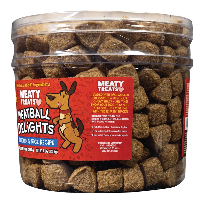 Meatball Delights Chicken Dog Treats 4 LB Meaty Treats, 64
